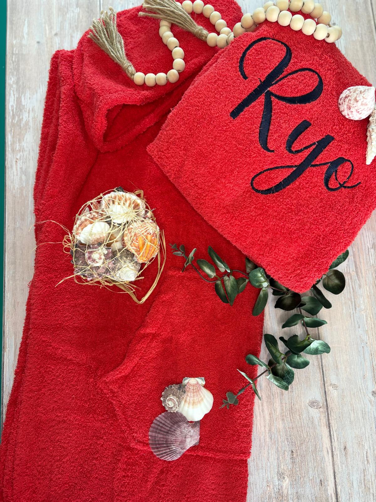 Personalised Kids' Hooded Towel Robe- Ideal for Beach or pool