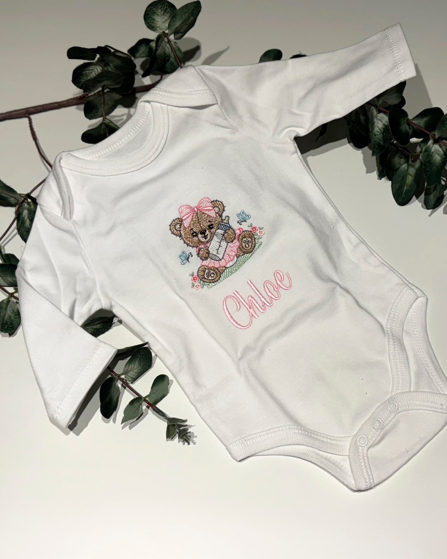 Customized Baby Bodysuit with Embroidered Design