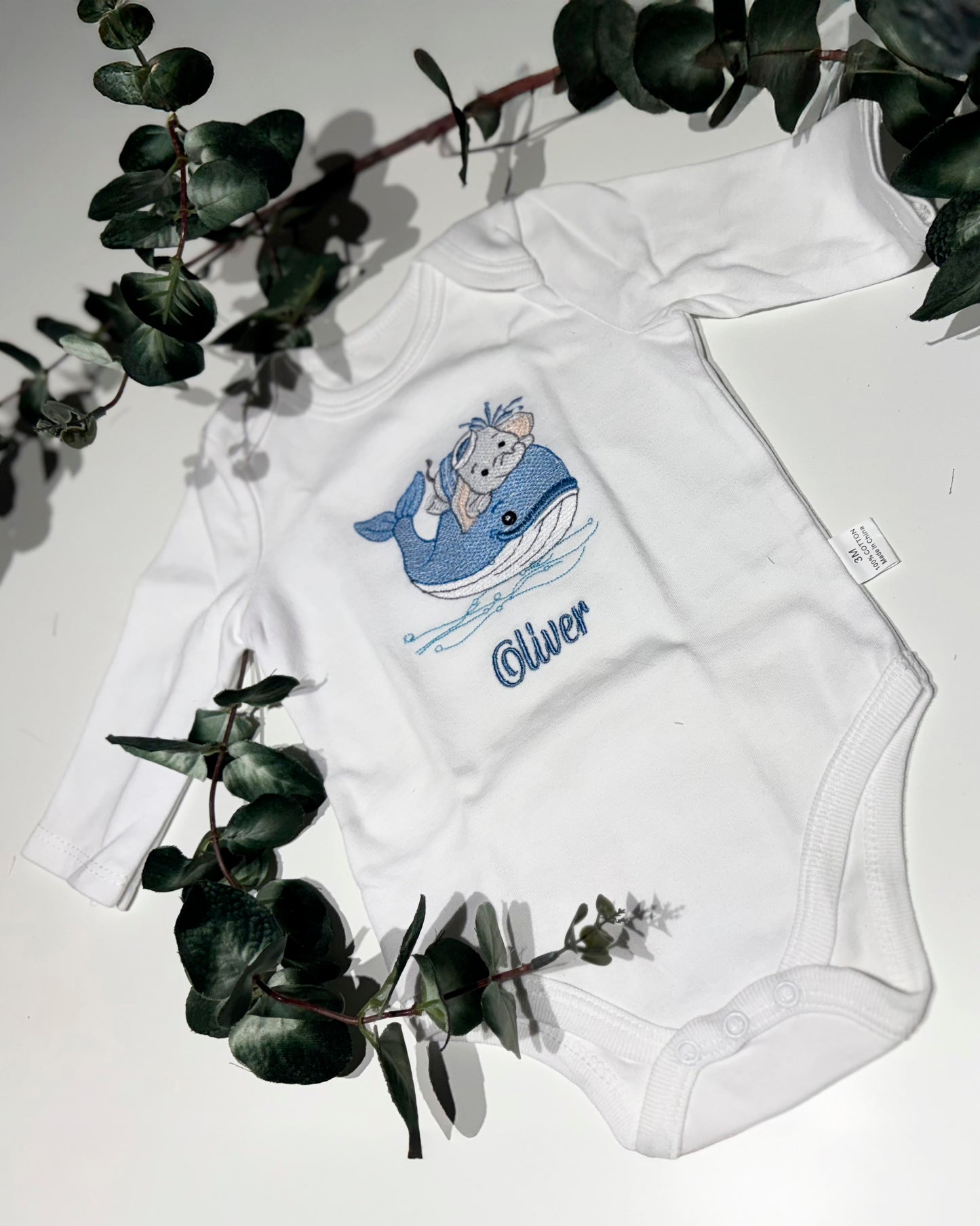 Customized Baby Bodysuit with Embroidered Design